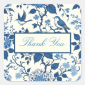 Custom Monogram Chinoiserie Chic, dank u Vierkante Sticker (Voorkant)