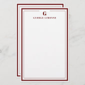 Custom Monogram Cinnamon Rose Border Stationery  Briefpapier (Voorkant / Achterkant)