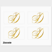 Custom Monogram D Faux Gold Folie Monogrammen Init Rechthoekige Sticker (Vel)