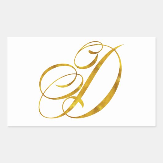 Custom Monogram D Faux Gold Folie Monogrammen Init Rechthoekige Sticker (Voorkant)