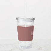 Custom monogram, diep stoffig roze roos acryl drinkbeker (Rechts)