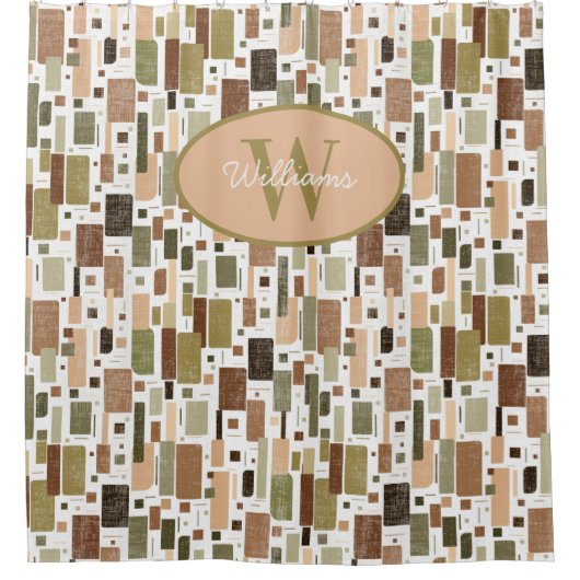 Custom Monogram Douchegordijn Mid Century Modern (Voorkant)