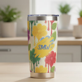 Custom Monogram Drip Flower  Geïsoleerde Drinkbeker