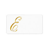 Custom Monogram E Faux Gold Folie Monogrammen Init Etiket (Voorkant)