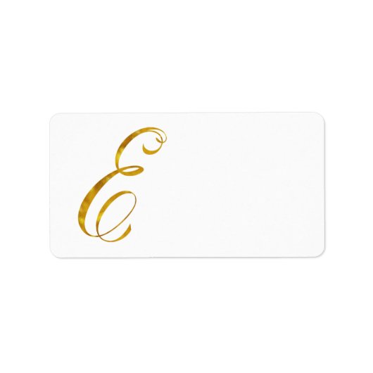 Custom Monogram E Faux Gold Folie Monogrammen Init Etiket (Voorkant)