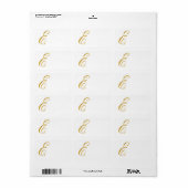 Custom Monogram E Faux Gold Folie Monogrammen Init Etiket (Full Sheet)