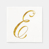 Custom Monogram E Faux Gold Folie Monogrammen Init Servetten (Voorkant)