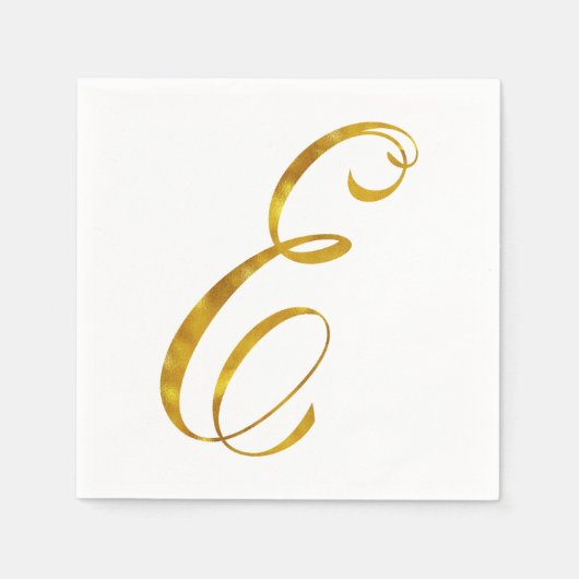 Custom Monogram E Faux Gold Folie Monogrammen Init Servetten (Voorkant)