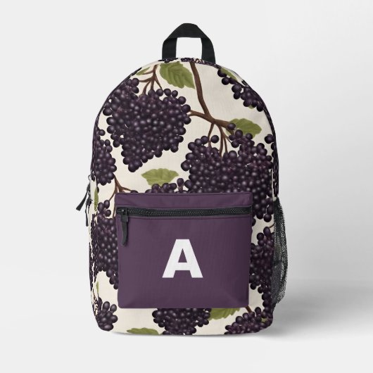 Custom Monogram Elderberry Elegance Rugzak (Voorkant)