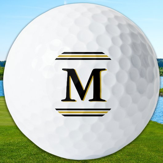 Custom Monogram Elegant Gold Black Personalized Golfballen