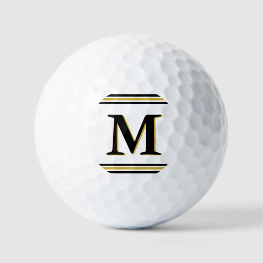 Custom Monogram Elegant Gold Black Personalized Golfballen (Voorkant)