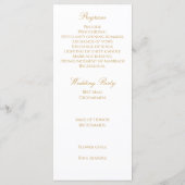 Custom Monogram Elegant Modern Gold Wedding Programmakaart (Achterkant)
