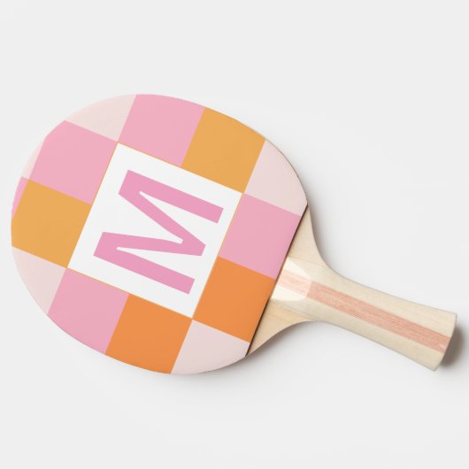Custom monogram Elegant pink geometric pattern  Tafeltennisbatje (Zijkant)