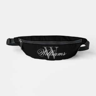 Custom monogram elegante zwarte fanny pack tas
