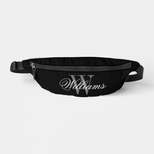 Custom monogram elegante zwarte fanny pack tas (Voorkant)