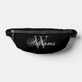 Custom monogram elegante zwarte fanny pack tas (Liggend)