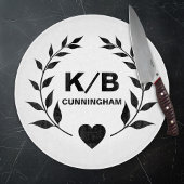 Custom Monogram en Achternaam Laurels en Hart Snijplank
