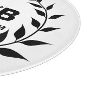 Custom Monogram en Achternaam Laurels en Hart Snijplank (Hoek)