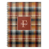 Custom Monogram Festive Gingham Style Pattern Notitieboek (Voorkant)