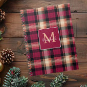 Custom Monogram Festive Gingham Style Pattern Notitieboek
