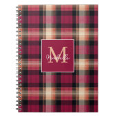 Custom Monogram Festive Gingham Style Pattern Notitieboek (Voorkant)