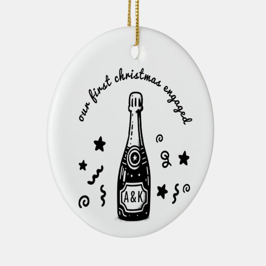 Custom Monogram First Christmas Engaged Ornament  (Rechts)