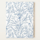 Custom Monogram Frans Toile Blauw Bloemen 2025 Planner (Achterkant)
