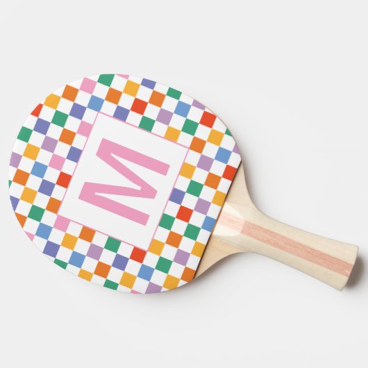 Custom monogram geometric square Ping Pong Paddle Tafeltennisbatje (Zijkant)