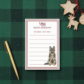Custom Monogram German Shepherd Holiday Gift List Post-it® Notes