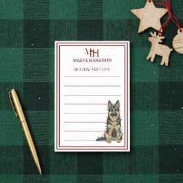 Custom Monogram German Shepherd Holiday Gift List Post-it® Notes