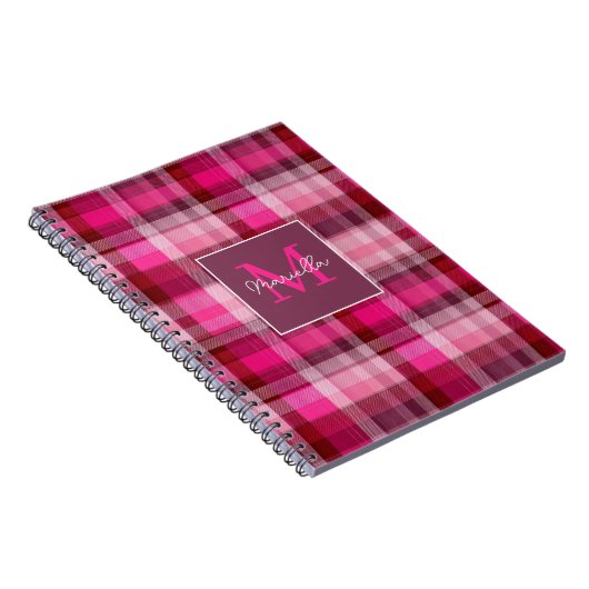 Custom Monogram Gingham Style Pattern Notitieboek (Rechterzijde)