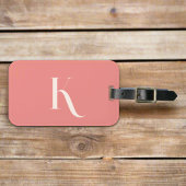 Custom Monogram Girly Blush Roze Initiaal Naam Bagagelabel