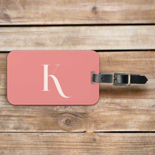 Custom Monogram Girly Blush Roze Initiaal Naam Bagagelabel