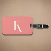 Custom Monogram Girly Blush Roze Initiaal Naam Bagagelabel