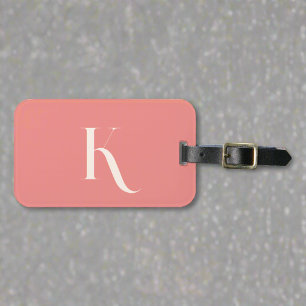 Custom Monogram Girly Blush Roze Initiaal Naam Bagagelabel