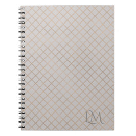 Custom Monogram Gold & Gray Taupe Notebook Notitieboek