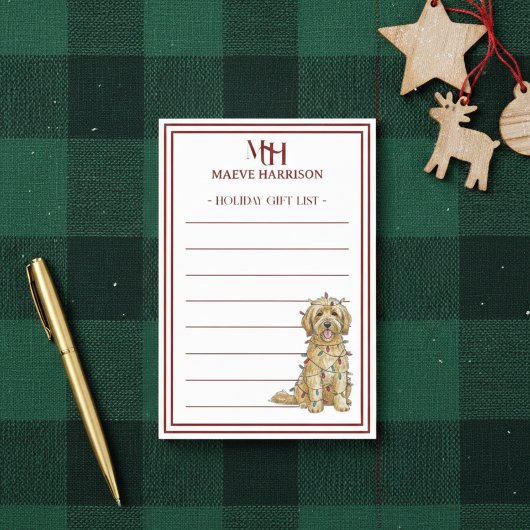 Custom Monogram Golden Doodle Holiday Gift List Post-it® Notes