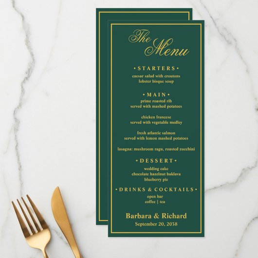 Custom Monogram Golf Theme Wedding  Menu