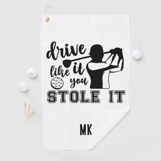 Custom Monogram Grappig Zwart Wit Golfhanddoek (Insitu)