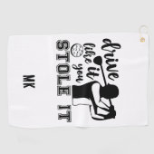 Custom Monogram Grappig Zwart Wit Golfhanddoek (Horizontaal)