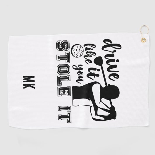 Custom Monogram Grappig Zwart Wit Golfhanddoek (Horizontaal)