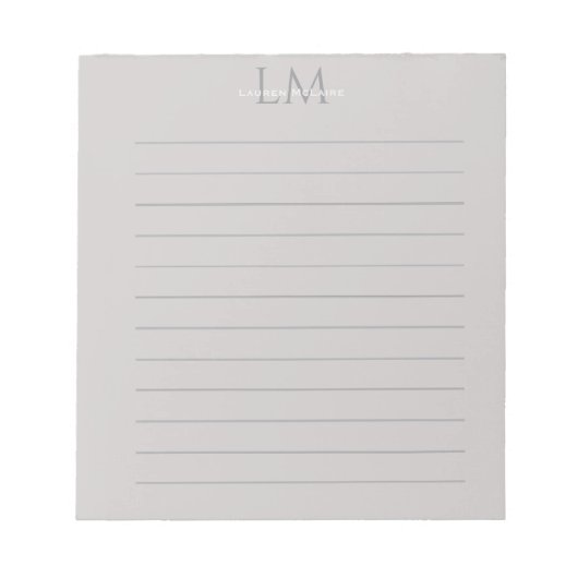 Custom Monogram Gray Taupe Notitieblok (Voorkant)