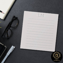 Custom Monogram Gray Taupe Notitieblok