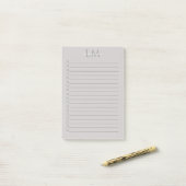 Custom Monogram Gray Taupe Post-it® Notes (Op bureau)