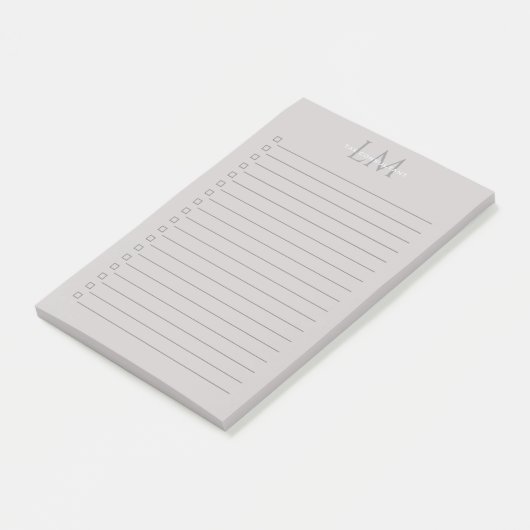 Custom Monogram Gray Taupe Post-it® Notes (Schuin)