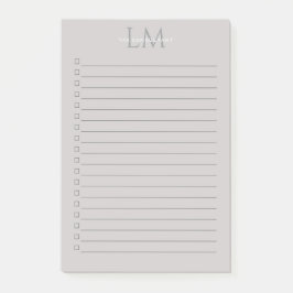 Custom Monogram Gray Taupe Post-it® Notes