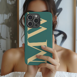 Custom Monogram Green Case Gift for Teens & Adults iPhone 15 Pro Case