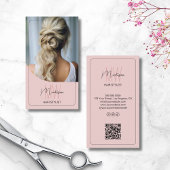 Custom Monogram Hair Stylist QR Pink Visitekaartje