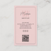 Custom Monogram Hair Stylist QR Pink Visitekaartje (Achterkant)
