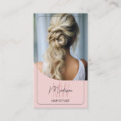 Custom Monogram Hair Stylist QR Pink Visitekaartje (Voorkant)